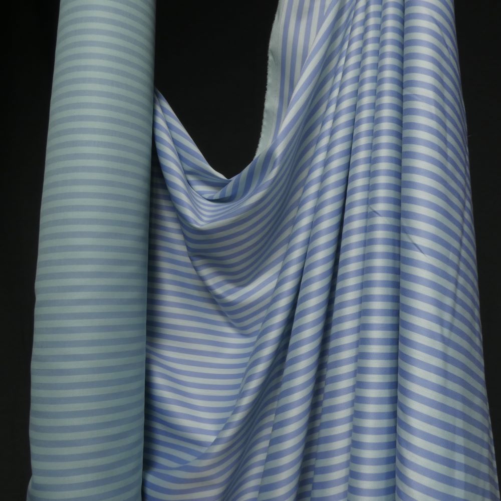 Herringbone woven Shirtfabric, striped blue