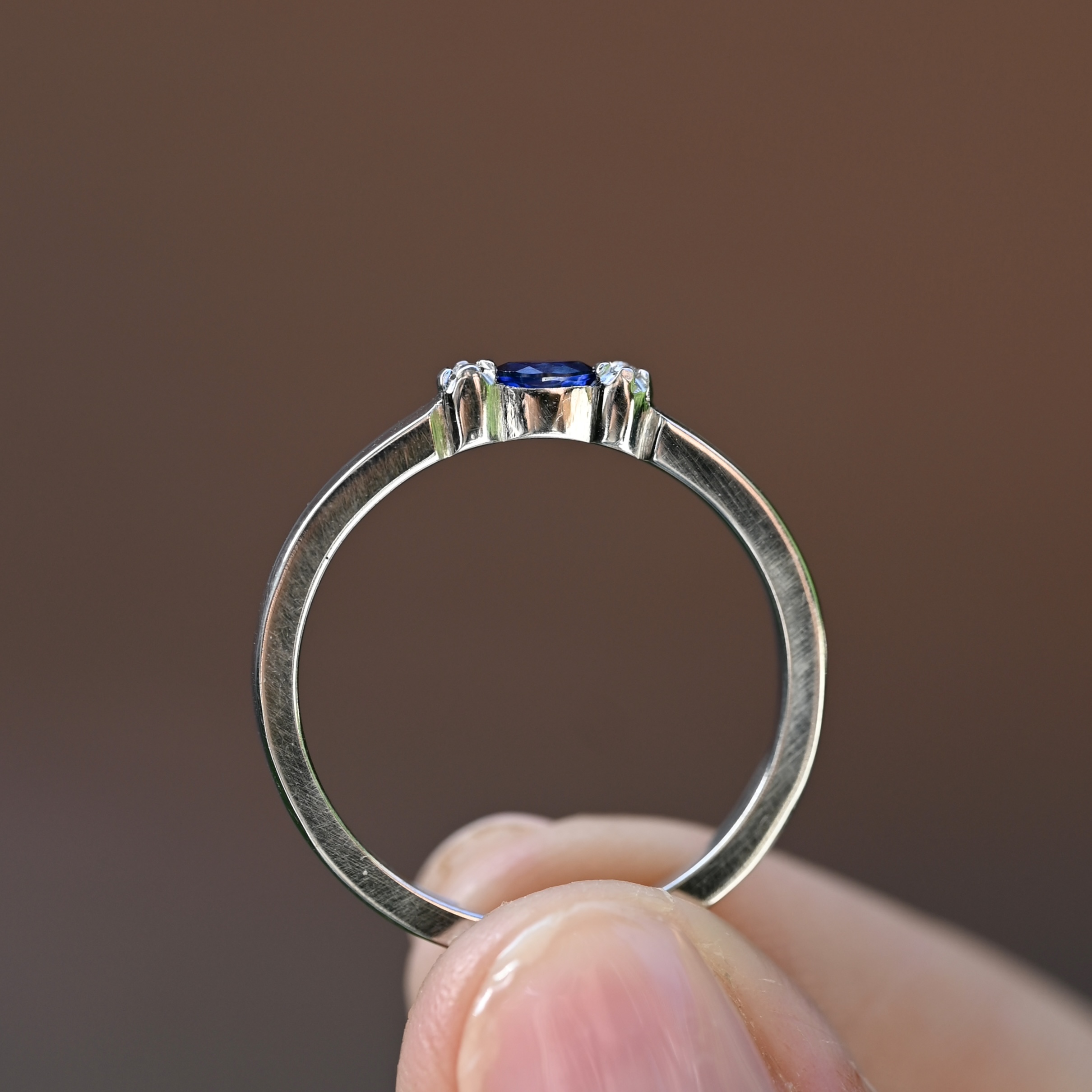 Ring Zoe handgjord safir diamanter vitguld 18 karat - 3