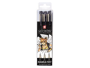 Sakura Pigma Micron Manga – svarta fineliners, 3-pack / Manga Set Pigma Micron 3-pieces