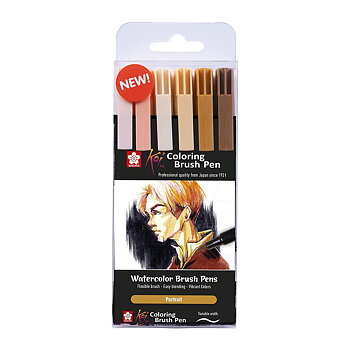Sakura Koi Coloring Brush Pen – 6-pack / Koi colouring brush pen set 6 Portrait