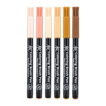 Sakura Koi Coloring Brush Pen – 6-pack / Koi colouring brush pen set 6 Portrait