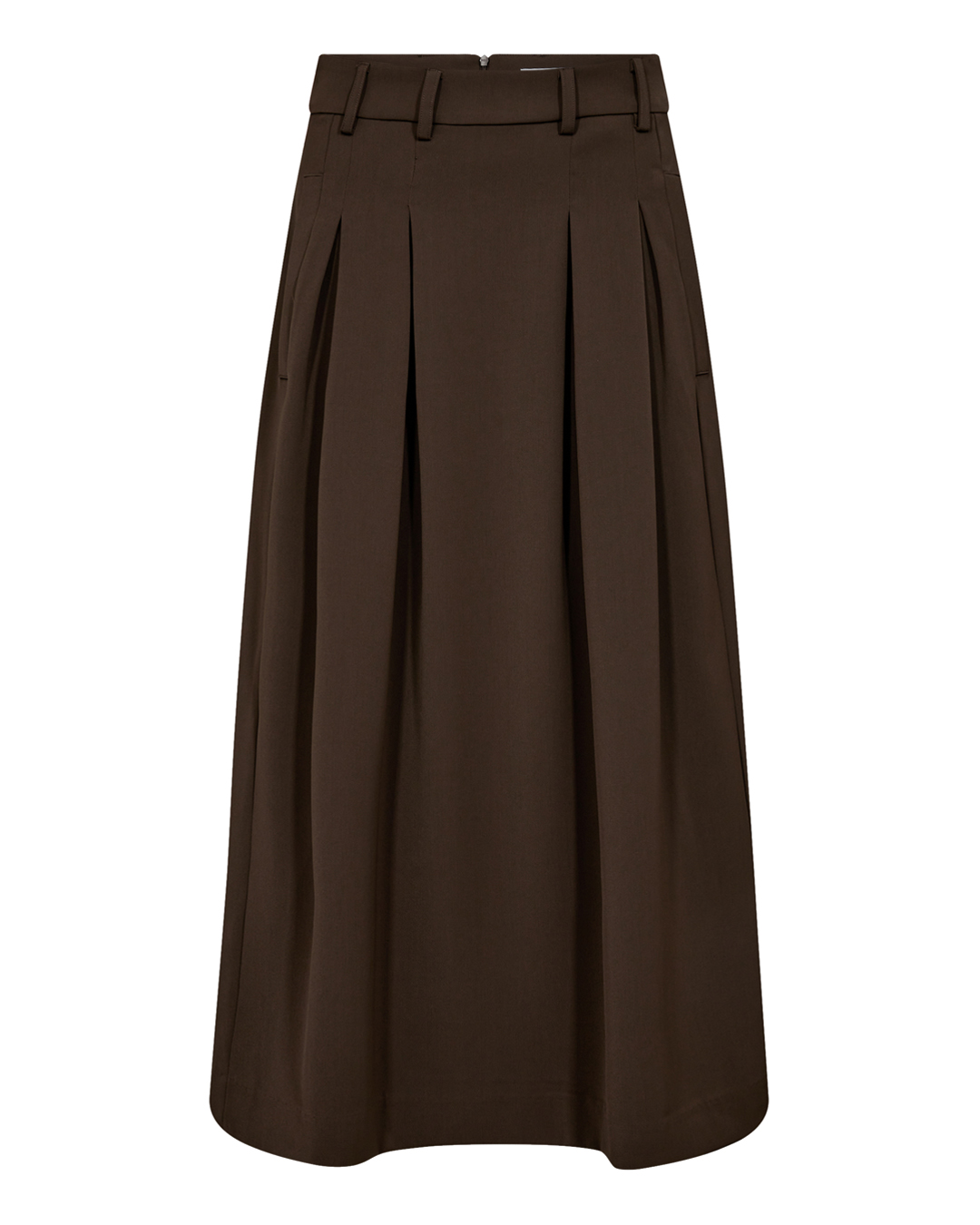 Kjol Anya med fickor A-linje mocca-brun