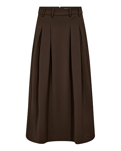 Kjol Anya med fickor A-linje mocca-brun