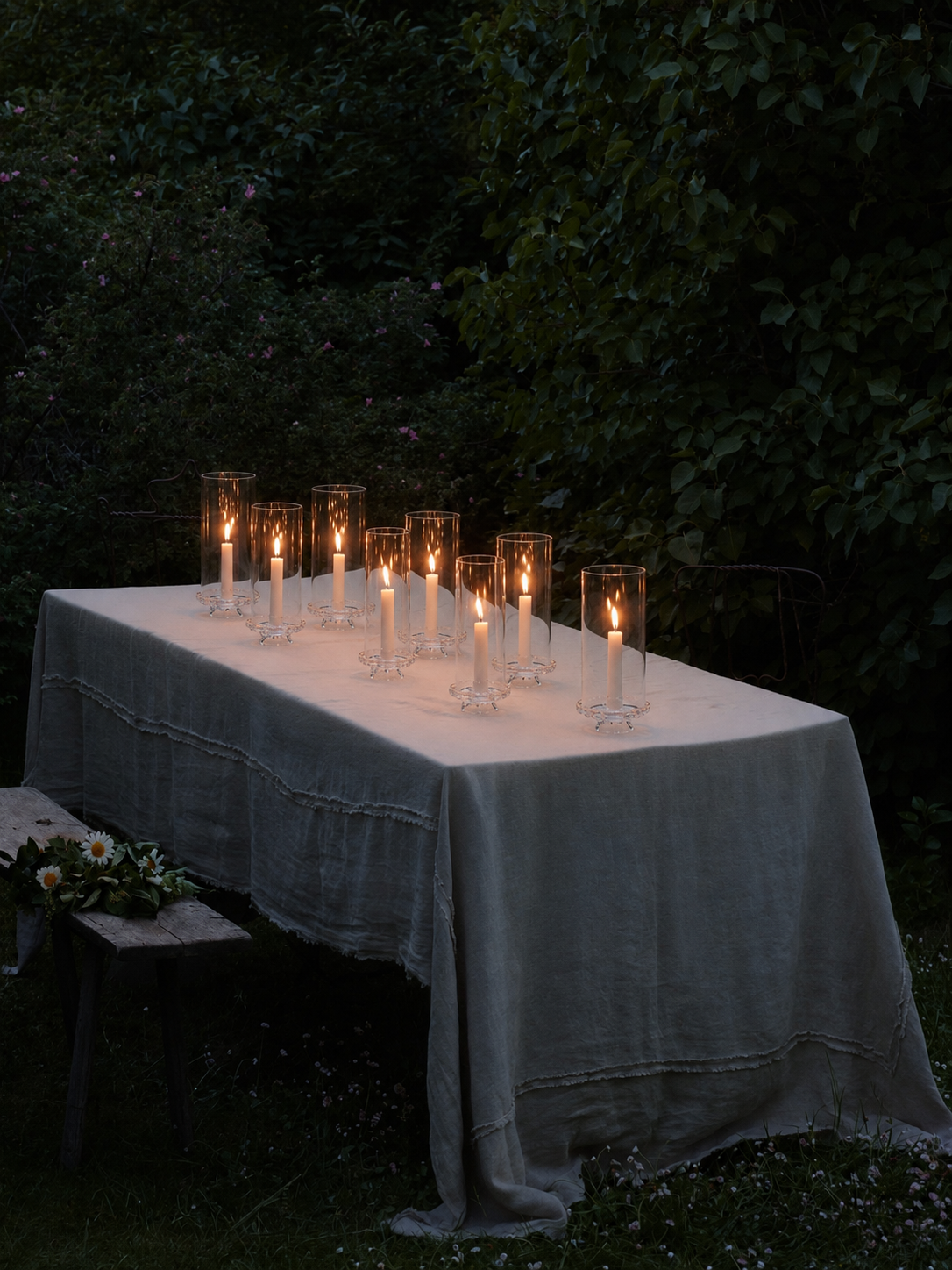 Lantern - Candle holder for crown candles - Glass - 34,5x13 cm - 3