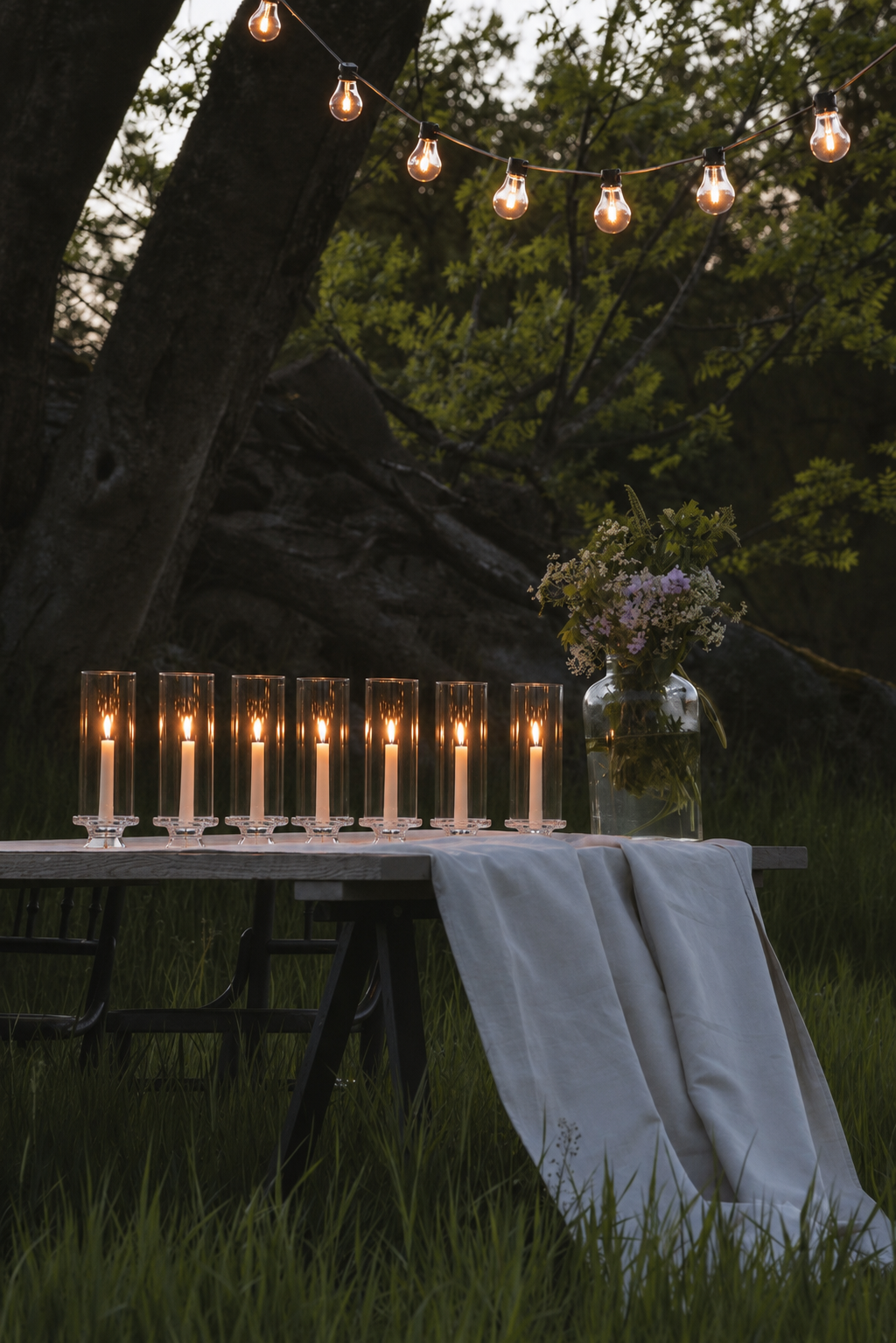 Lantern - Candle holder for crown candles - Glass - 34,5x13 cm - 5