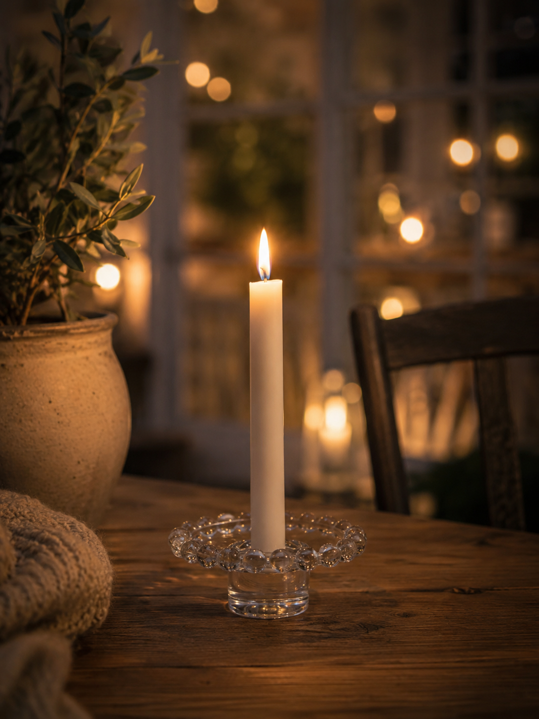 Lantern - Candle holder for crown candles - Glass - 34,5x13 cm - 2