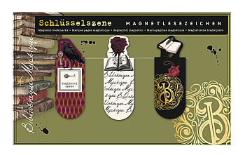Libri_x : Dark Rose - Magnetbokmärken 3 st på kort 