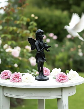 Älvan Olivia med fågel, gjutjärn/6 ST PER FÖRP/INKOMMER VÅREN -27