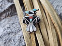 Thunderbird, pendant and brooch, channel inlay, 925 silver (Zuni)