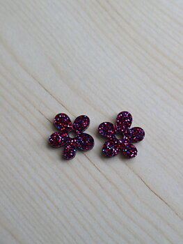 Funky blomma lila/röd glitter hängen