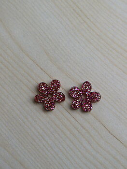 Funky blomma rosa/silver glitter hängen