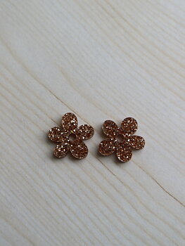 Funky blomma guld glitter hängen
