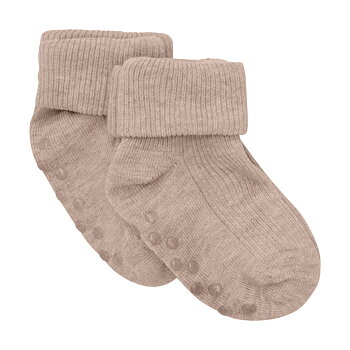Baby rib sock w. ABS 2-pack Silver Mink Melange