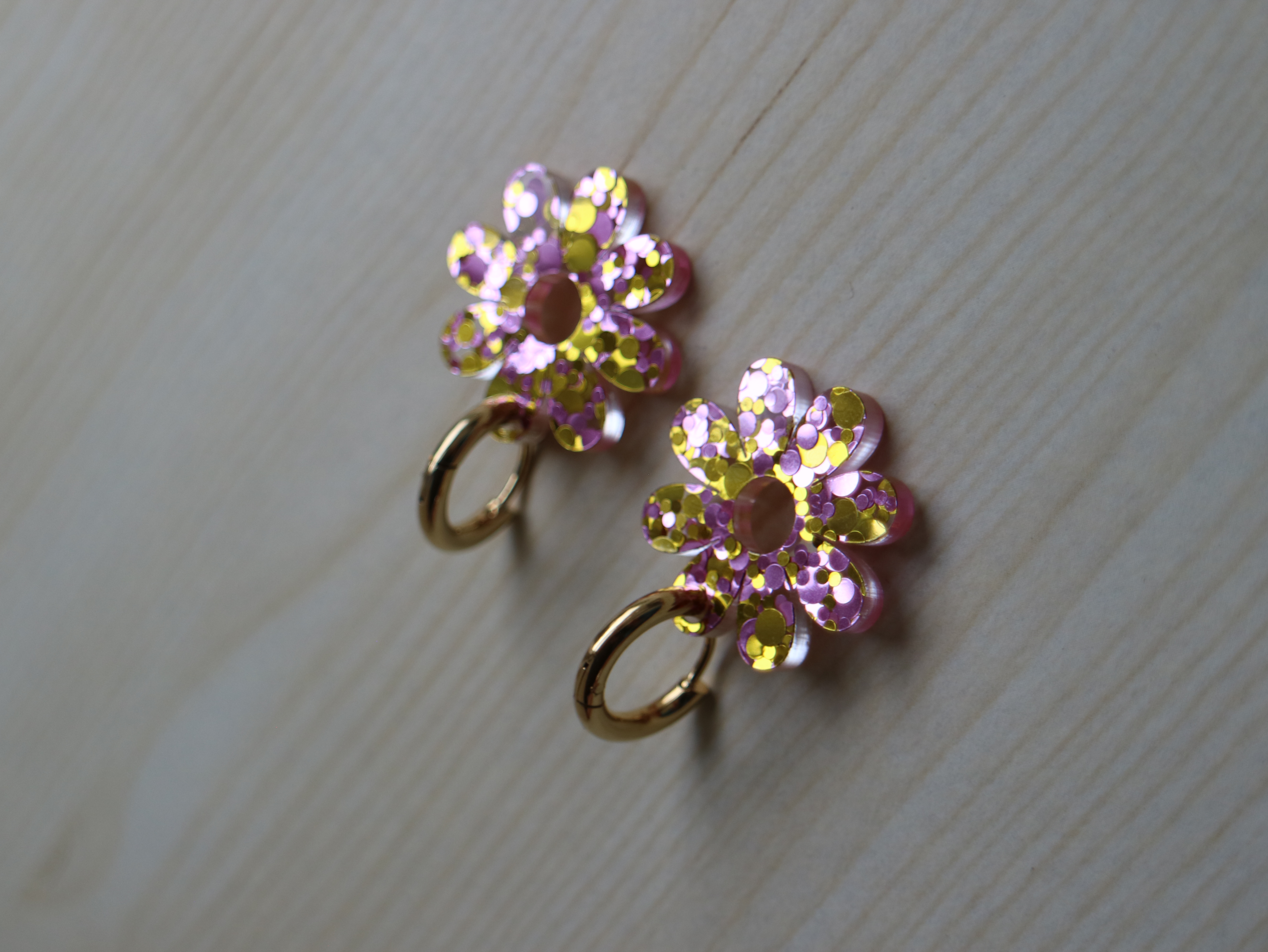 Blomma rosa/gul glitter hängen - 2