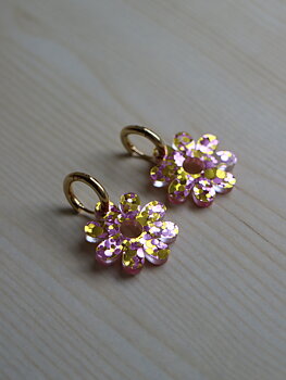 Blomma rosa/gul glitter hängen