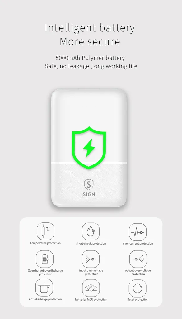 SiGN Ultratunn Powerbank 5000mAh - Vit - 7