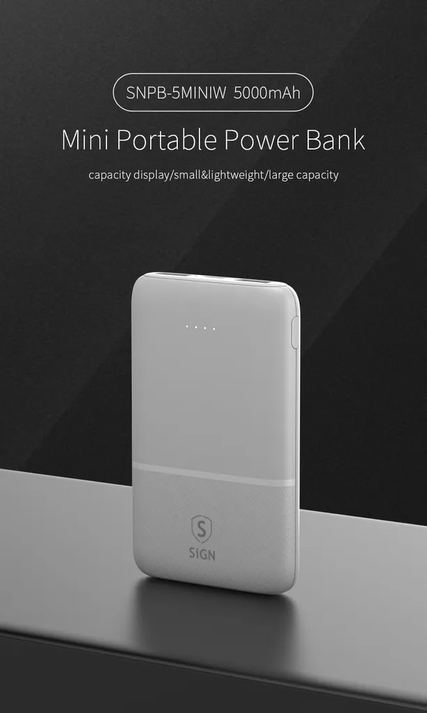 SiGN Ultratunn Powerbank 5000mAh - Vit - 4