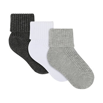 Baby 2x2 rib sock 3-pack Light Grey Melange