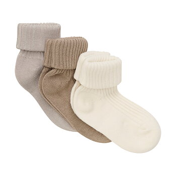 Baby 2x2 rib sock 3-pack Light Taupe