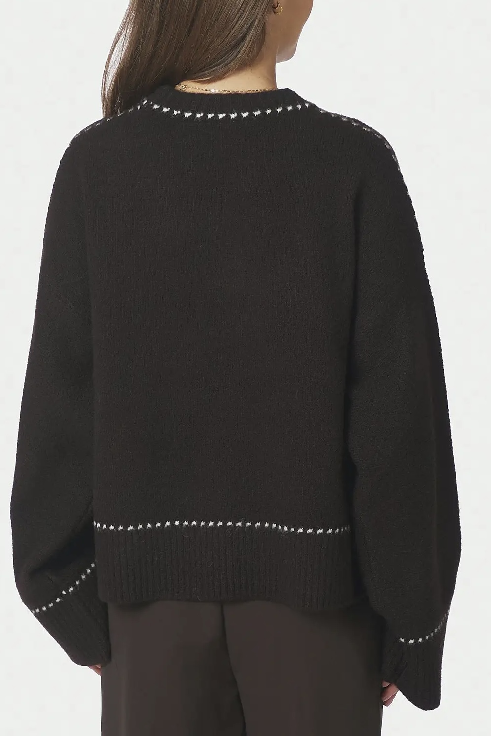 Neo Noir  - Roeme Knit Stitch Blouse Dark Brown - 3