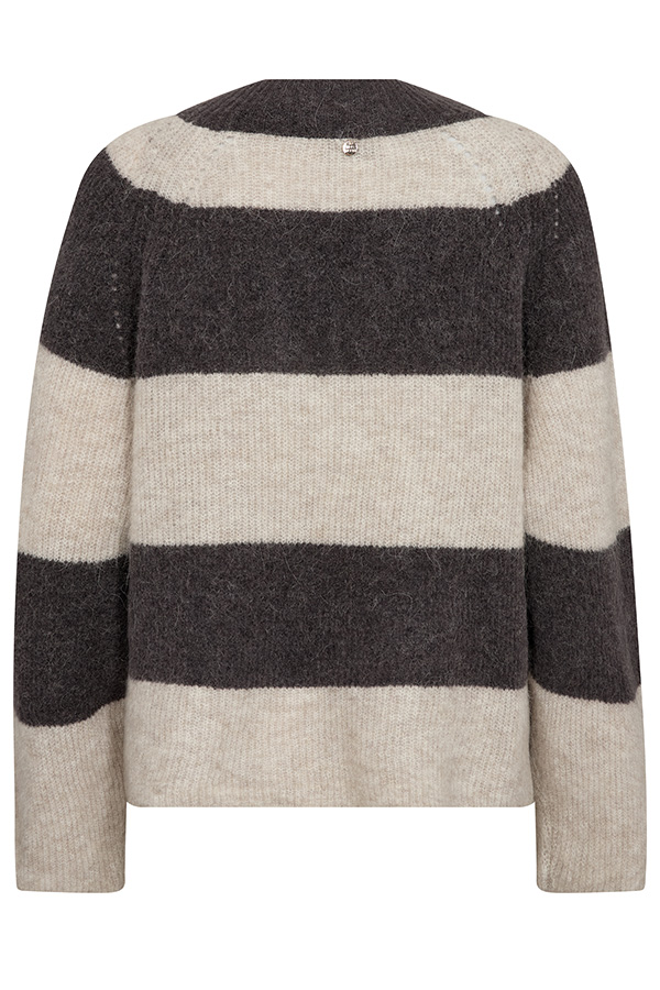 Mos Mosh - MMTaci Stripe LS V-neck Knit Subterranean - 4