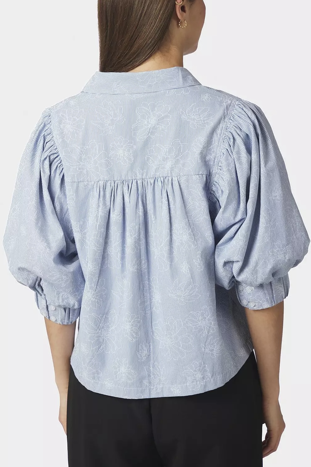 Neo Noir  - Etta Flower Stripe Shirt Light Blue - 3