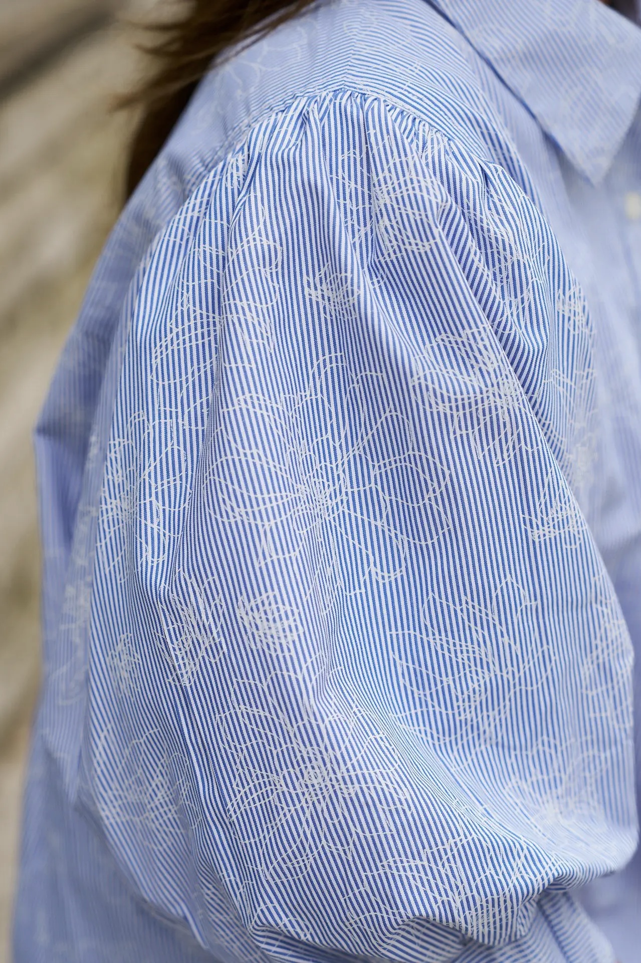 Neo Noir  - Etta Flower Stripe Shirt Light Blue - 7