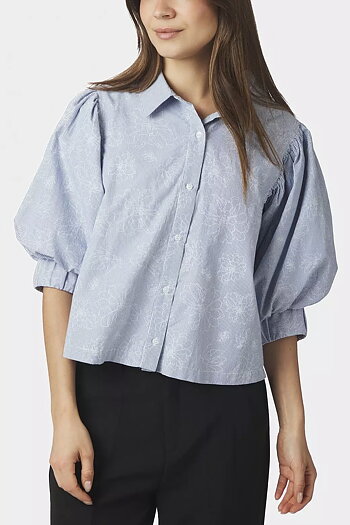 Neo Noir  - Etta Flower Stripe Shirt Light Blue