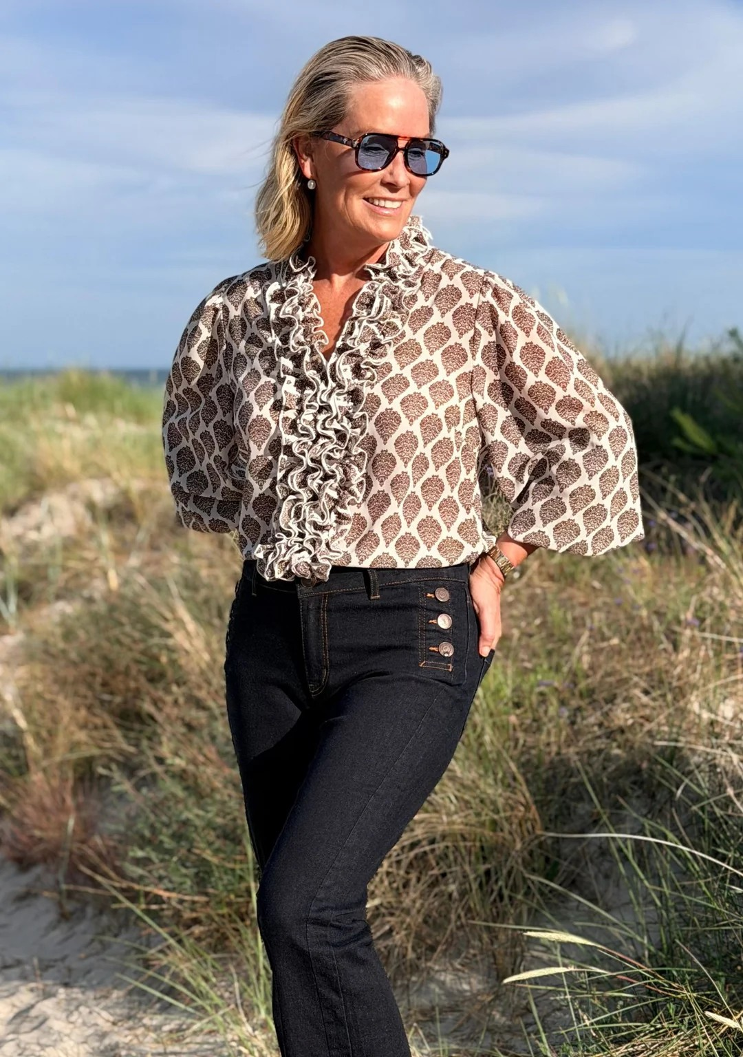 Vibse Ruffle Blouse - Heritage Damask - Isay