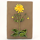 Aimo Nietosvuori (1970s) Rectangular Wall Plaque with Yellow Flower Motif 23 cm