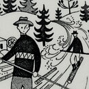 Raija Uosikkinen (Harraste 1950s) Miniature Wall Plate with Log Driving on the River Motif 9 cm