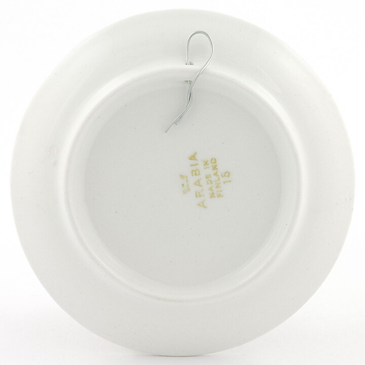 Raija Uosikkinen (Harraste 1950s) Miniature Wall Plate with Log Driving on the River Motif 9 cm