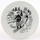 Raija Uosikkinen (Harraste 1950s) Miniature Wall Plate with Log Driving on the River Motif 9 cm