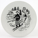 Raija Uosikkinen (Harraste 1950s) Miniature Wall Plate with Log Driving on the River Motif 9 cm