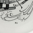 Raija Uosikkinen (Harraste 1950s) Miniature Wall Plate with Log Driving on the River Motif 9 cm