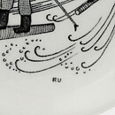 ライヤ・ウオシッキネン  Harrasteシリーズ  ミニチュア陶板  丸太の川下り  9cm  1950年代