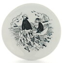 Raija Uosikkinen (Harraste 1950s) Miniature Wall Plate with Fishing by the Sea Motif 9 cm
