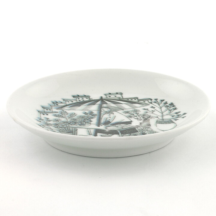 Raija Uosikkinen (Harraste 1950s) Miniature Wall Plate with Flower Market Motif 9 cm