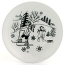 ライヤ・ウオシッキネン  Harrasteシリーズ  ミニチュア陶板  雪の斜面で遊ぶ兄妹  9cm  1950年代