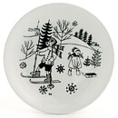 Raija Uosikkinen (Harraste 1950s) Miniature Wall Plate with Siblings on a Winter Slope Motif 9 cm