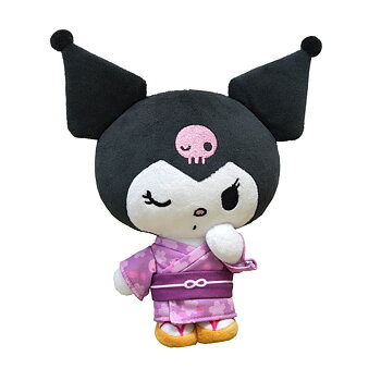 Kuromi Kawaii Gosedjur i Lila och Rosa Kimono - 29 cm