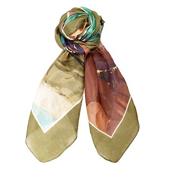 Marble silk scarf - kaki green