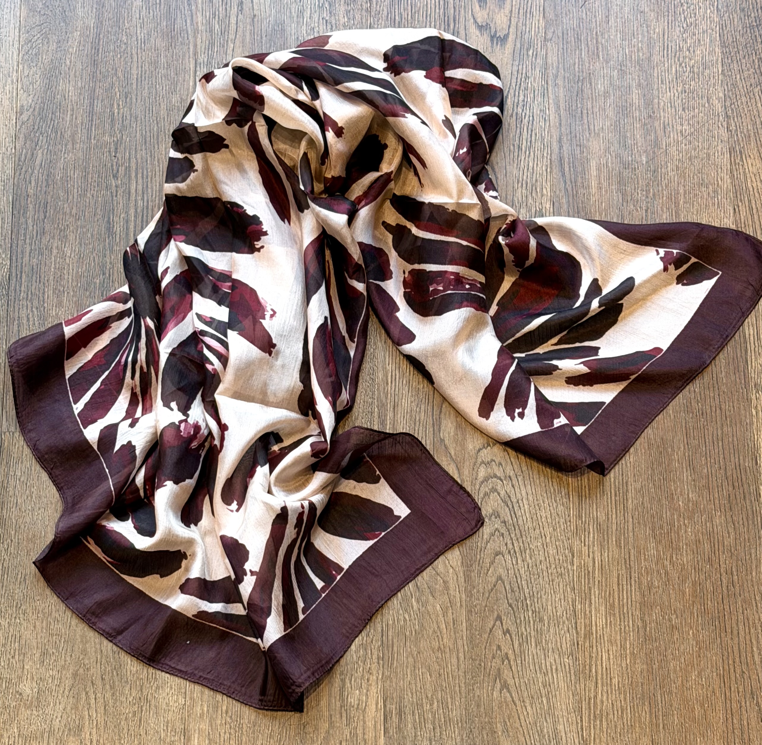 Marble silk scarf - Plum - 3