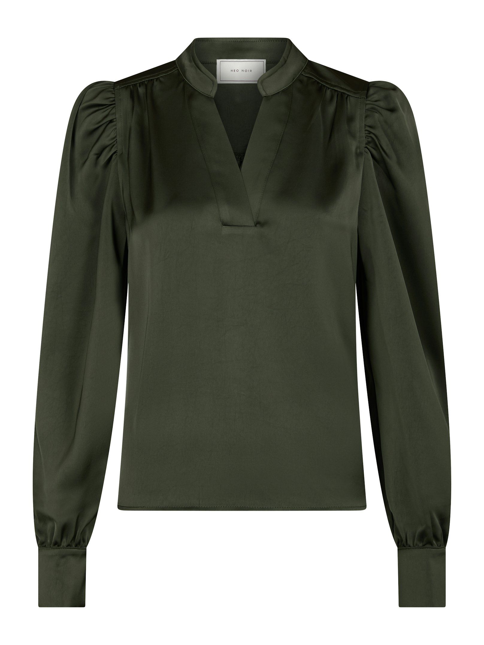 Neo Noir &nbsp;- Rosslyn Heavy Satin Blouse Deep Green - 5