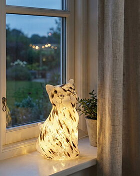 Bordslampa Katt - brun/vit