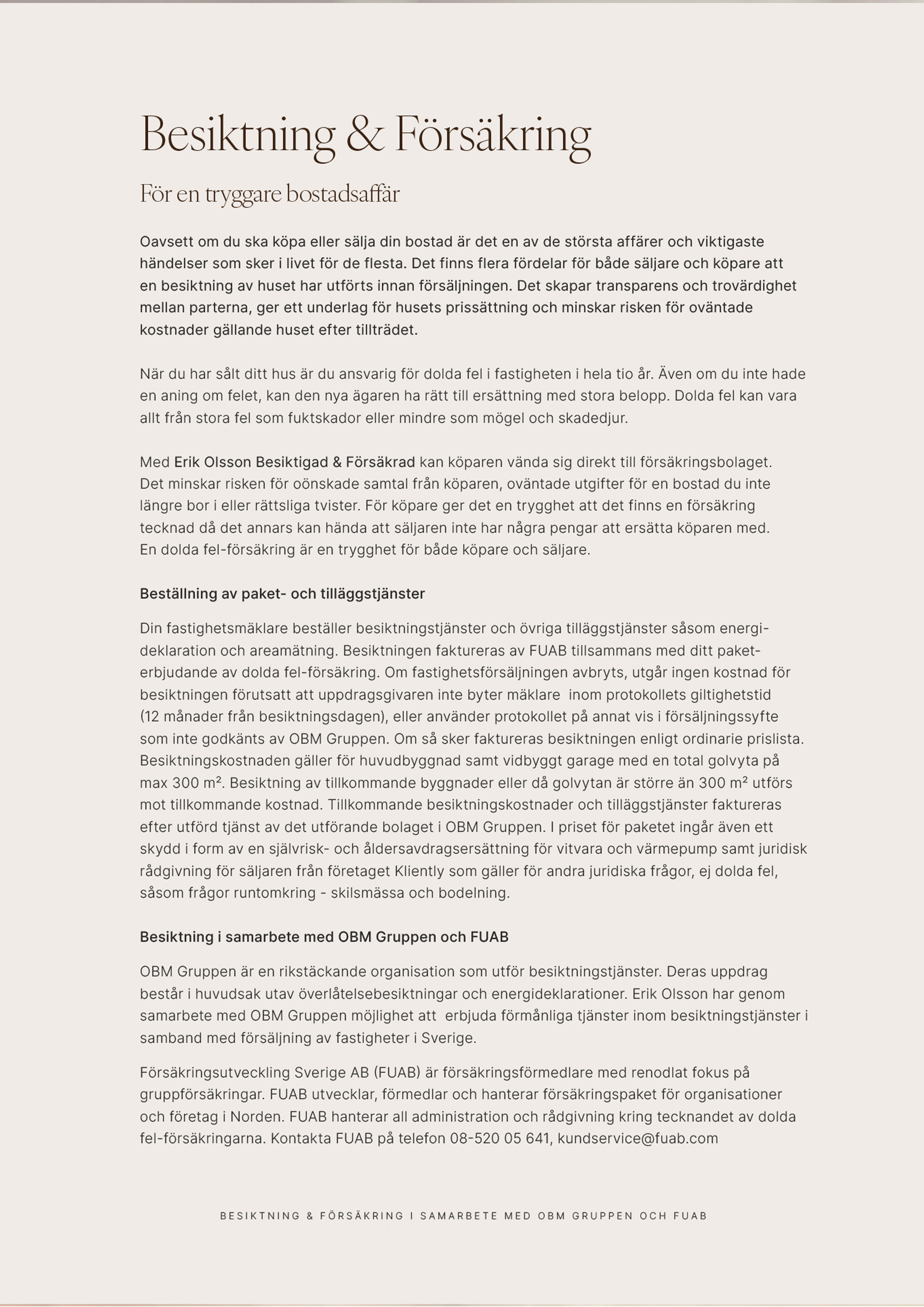 Besiktning & Försäkring OBM Gruppen A4