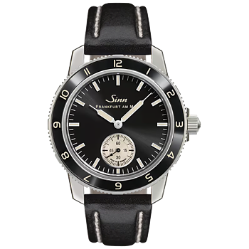 Sinn 104 Classic 12 svart kalvskinn med vita sömmar 104.060 