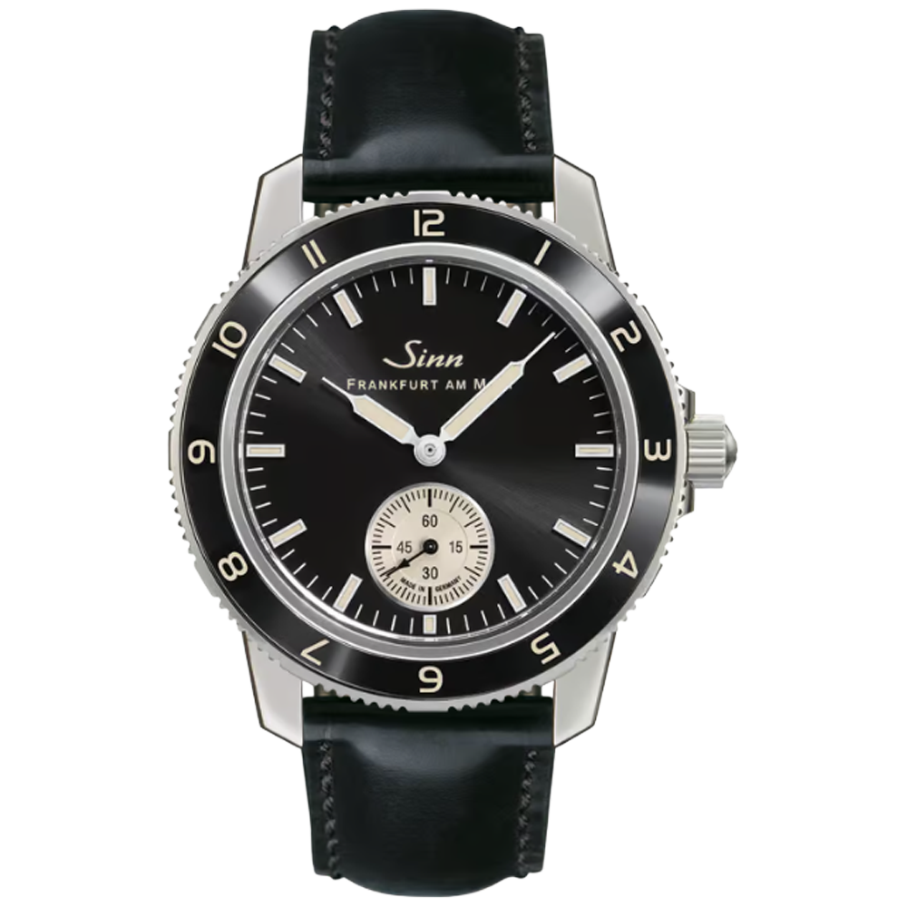 Sinn 104 Classic 12 svart kalvskinn med svarta sömmar 104.060 