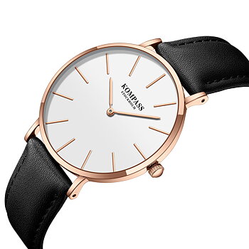 Kompass Classique Ultra-Thin Rose Gold White Black