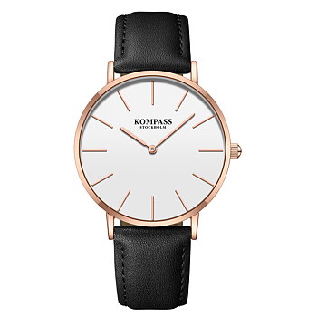Kompass Classique Ultra-Thin Rose Gold White Black